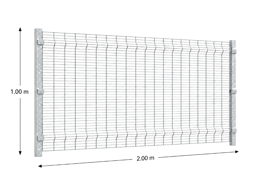 Kit Reja Antiescalable 1.0 × 2.0 m — Cuadrícula 1.2 × 7.5 cm — Galvanizado — Con postes para fundir