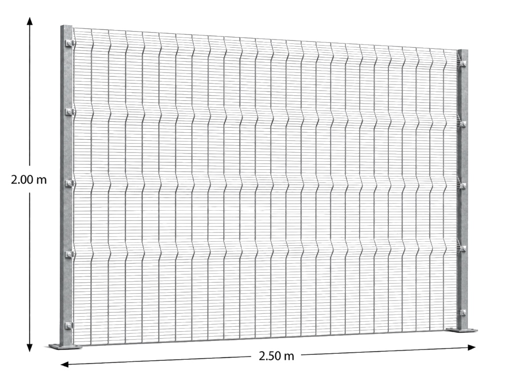 Kit Reja Antiescalable 2.5 × 2.0 m — Cuadrícula 1.2 × 7.5 cm — Galvanizado — Con postes para fijación en concreto