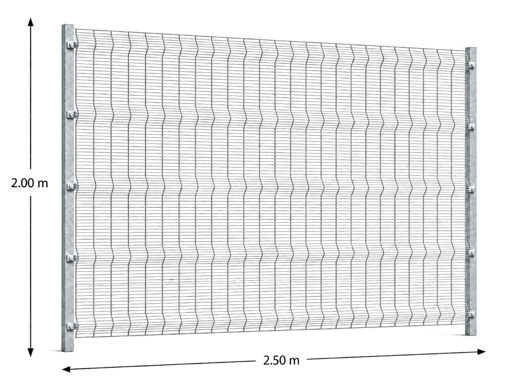 Kit Reja Antiescalable 2.5 × 2.0 m — Cuadrícula 1.2 × 7.5 cm — Galvanizado — Con postes para fundir