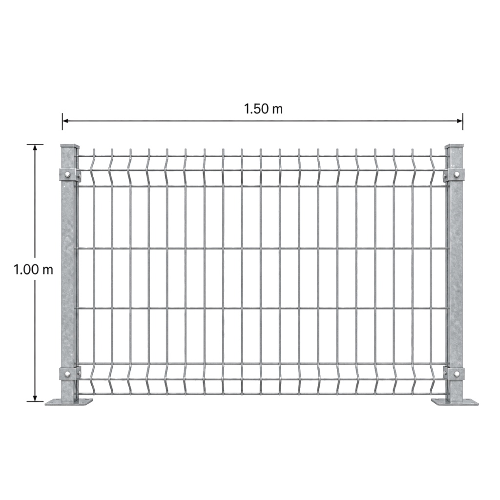 Kit Reja 3D 1.0 × 1.5 m — Galvanizado — Con postes para fijación en concreto