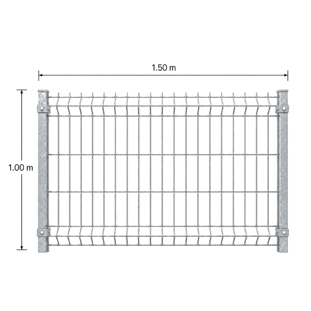 Kit Reja 3D 1.0 × 1.5 m — Galvanizado — Con postes para fundir