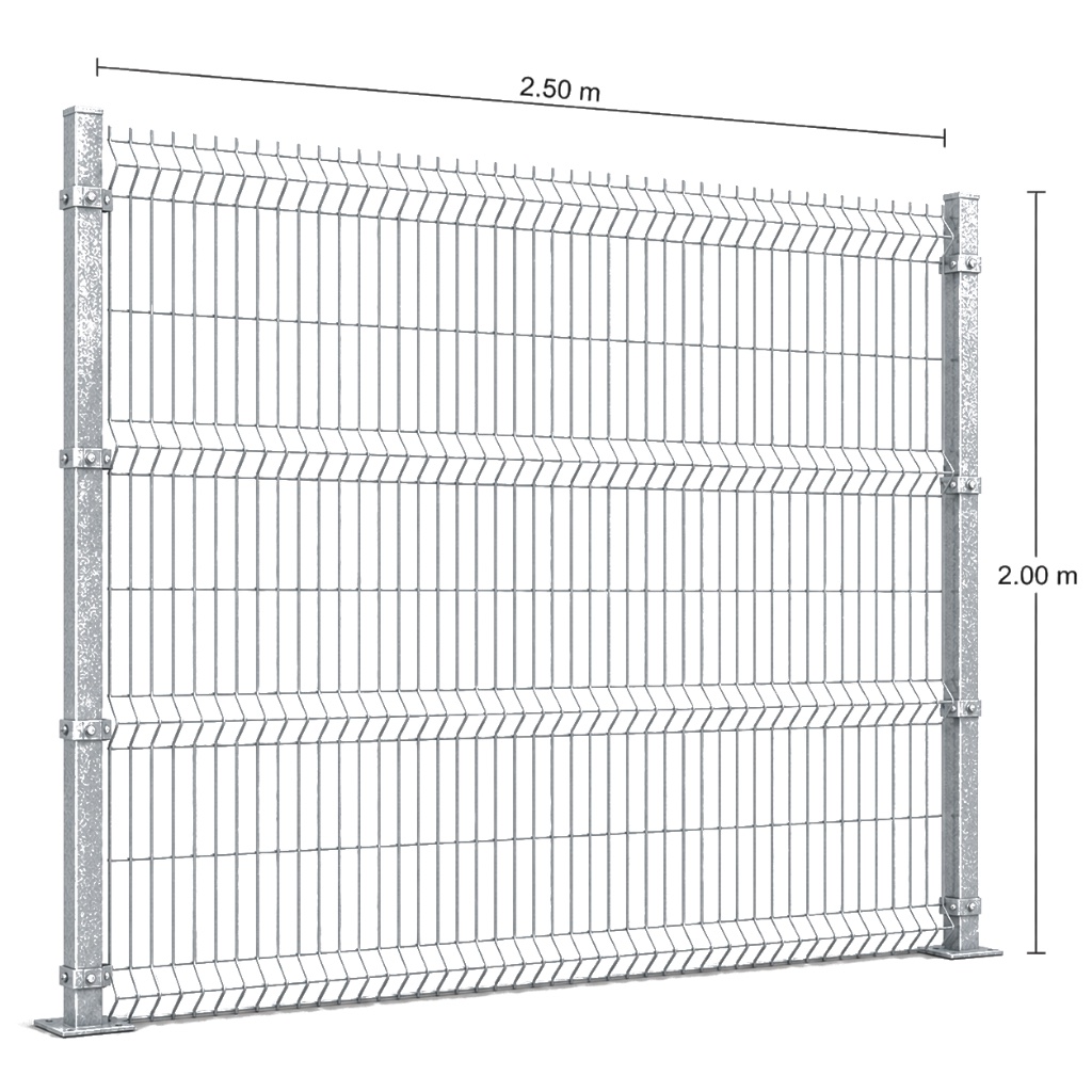 Kit Reja 3D 2.0 × 2.5 m — Galvanizado — Con postes para fijación en concreto