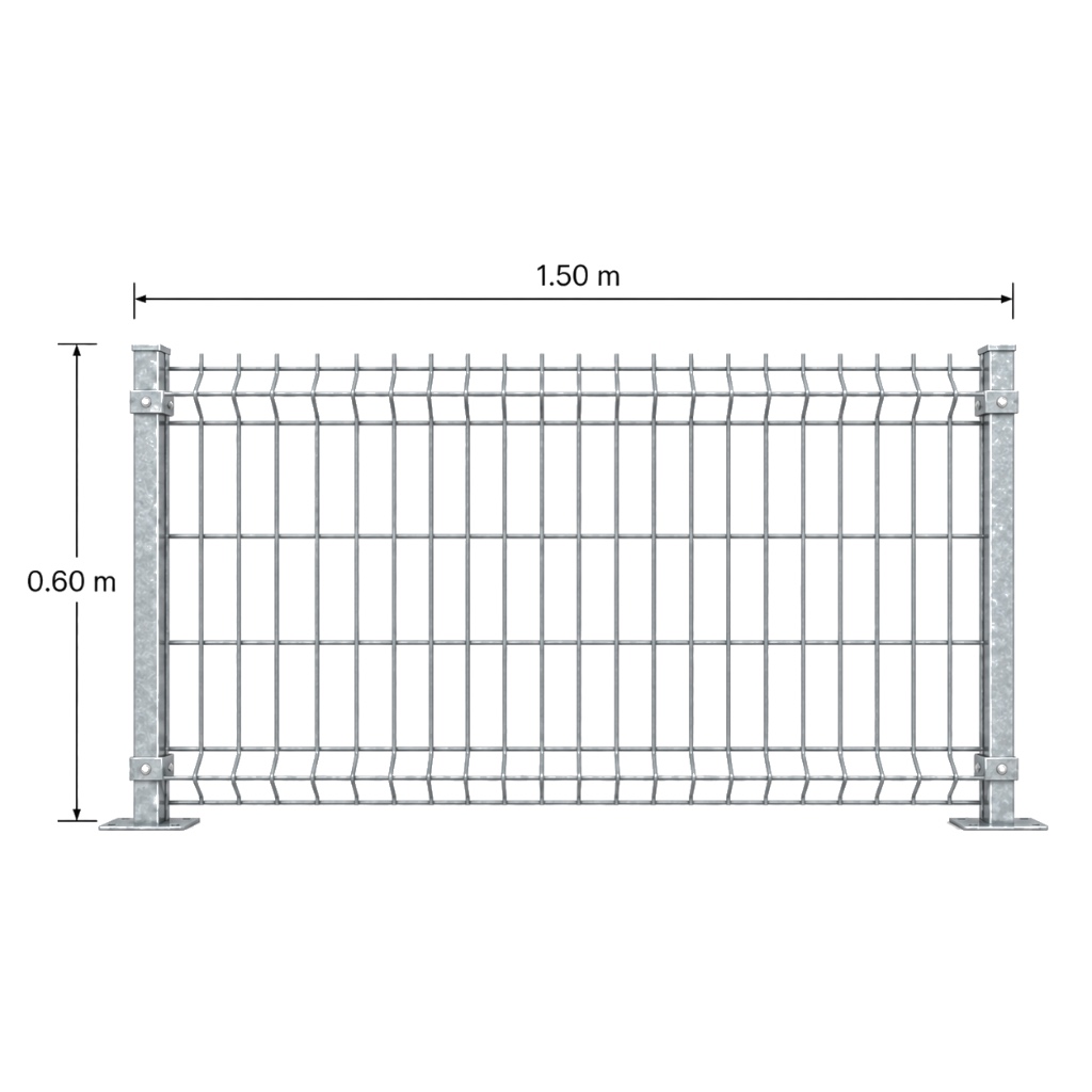 Kit Reja 3D 0.6 × 1.5 m — Galvanizado — Con postes para fijación en concreto