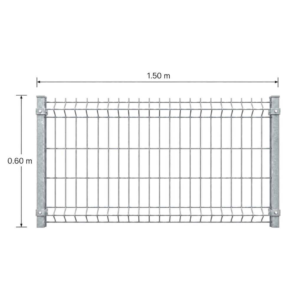 Kit Reja 3D 0.6 × 1.5 m — Galvanizado — Con postes para fundir