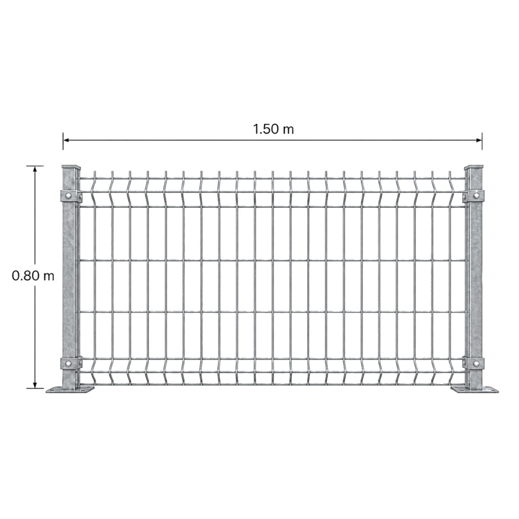 Kit Reja 3D 0.8 × 1.5 m — Galvanizado — Con postes para fijación en concreto