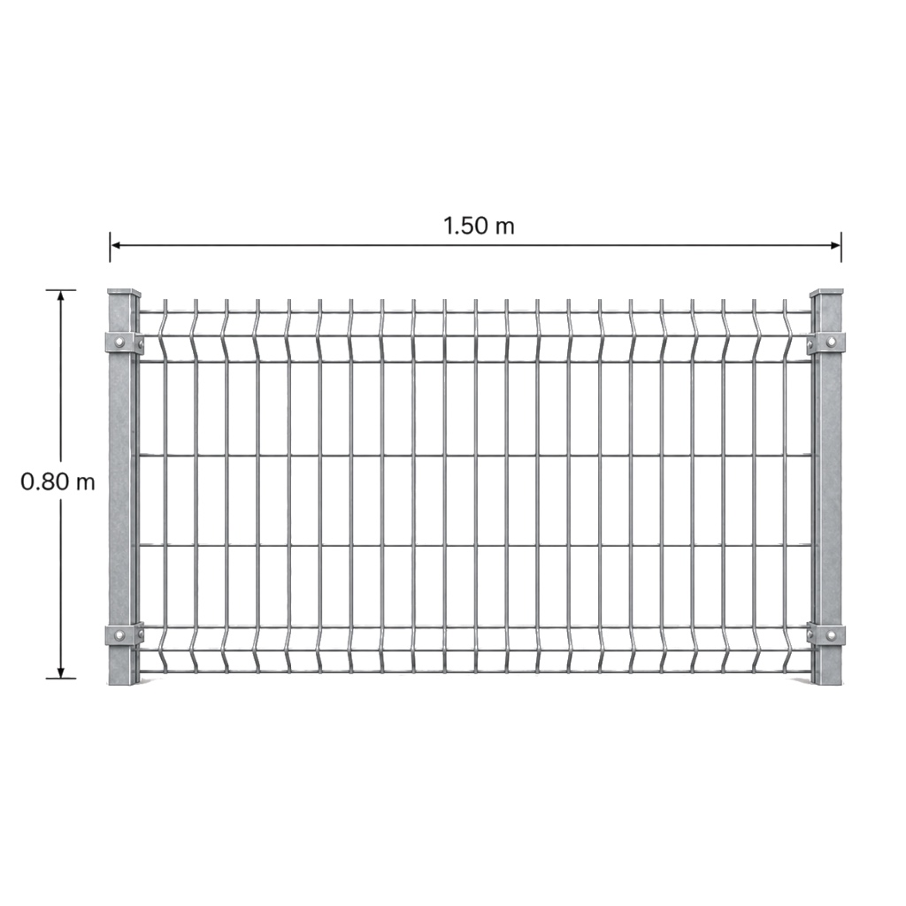 Kit Reja 3D 0.8 × 1.5 m — Galvanizado — Con postes para fundir